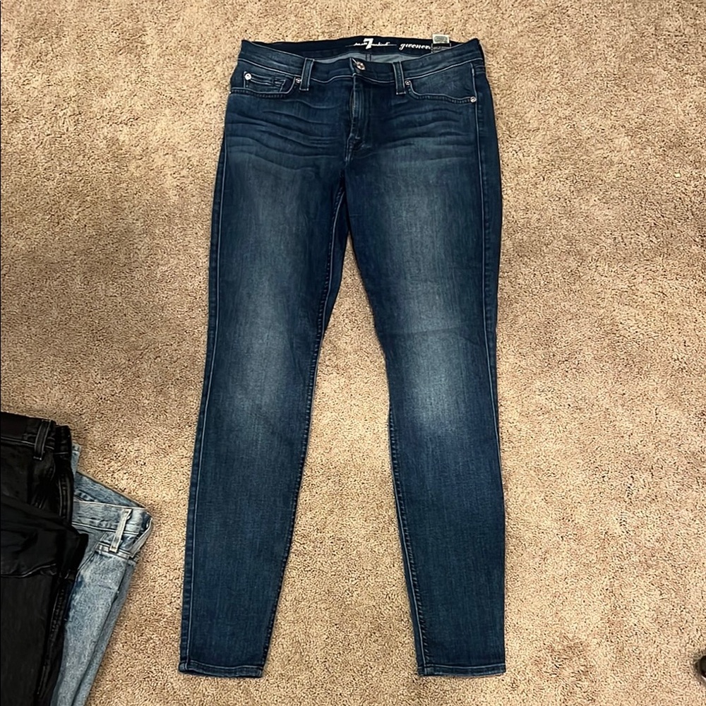 7 for all mankind dark wash skinny jeans
